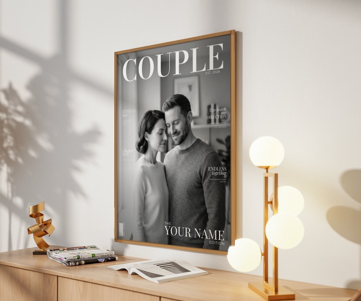 Couple Edition in an oak frame